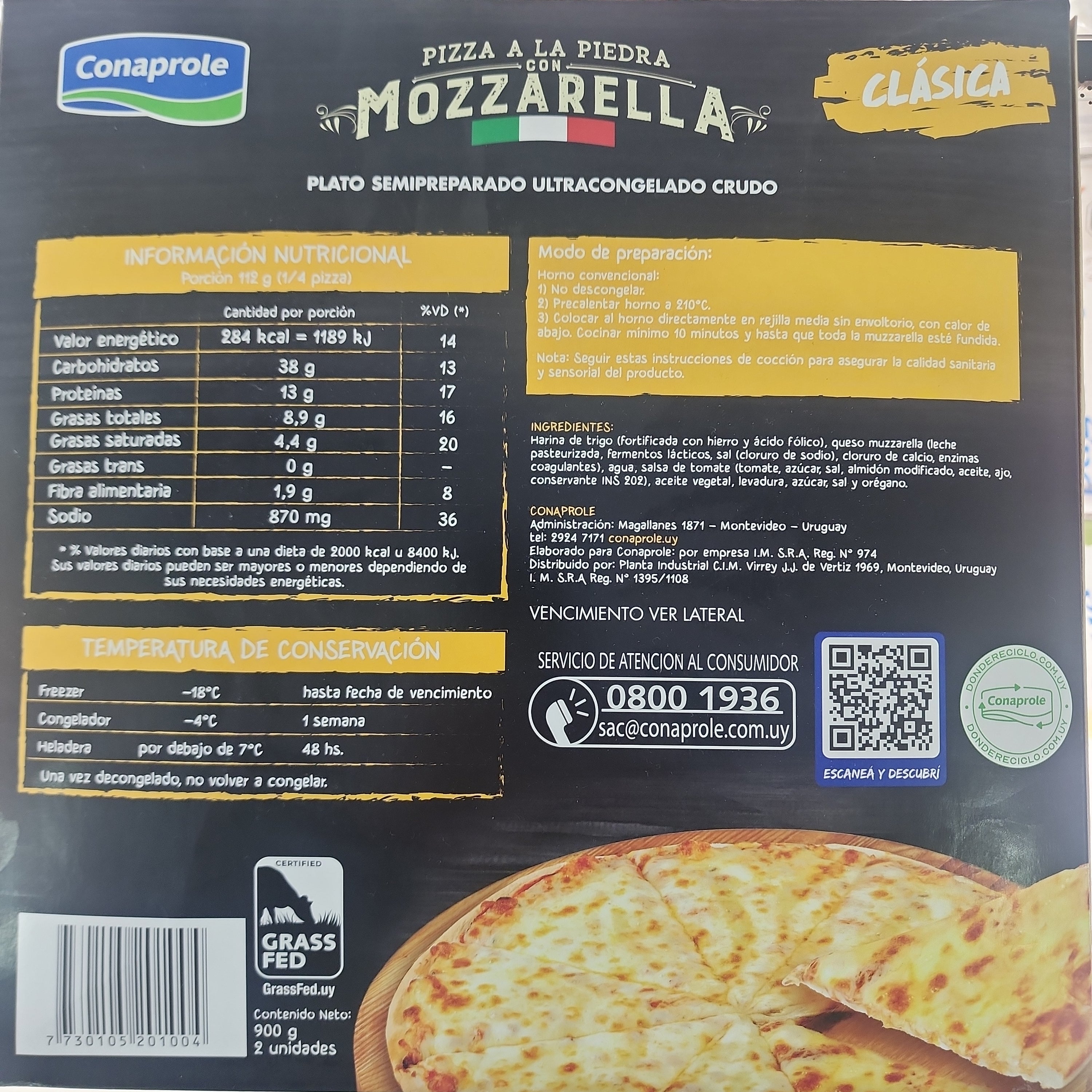 PIZZA MUZZARELLA CONAPROLE 2 UNIDADES