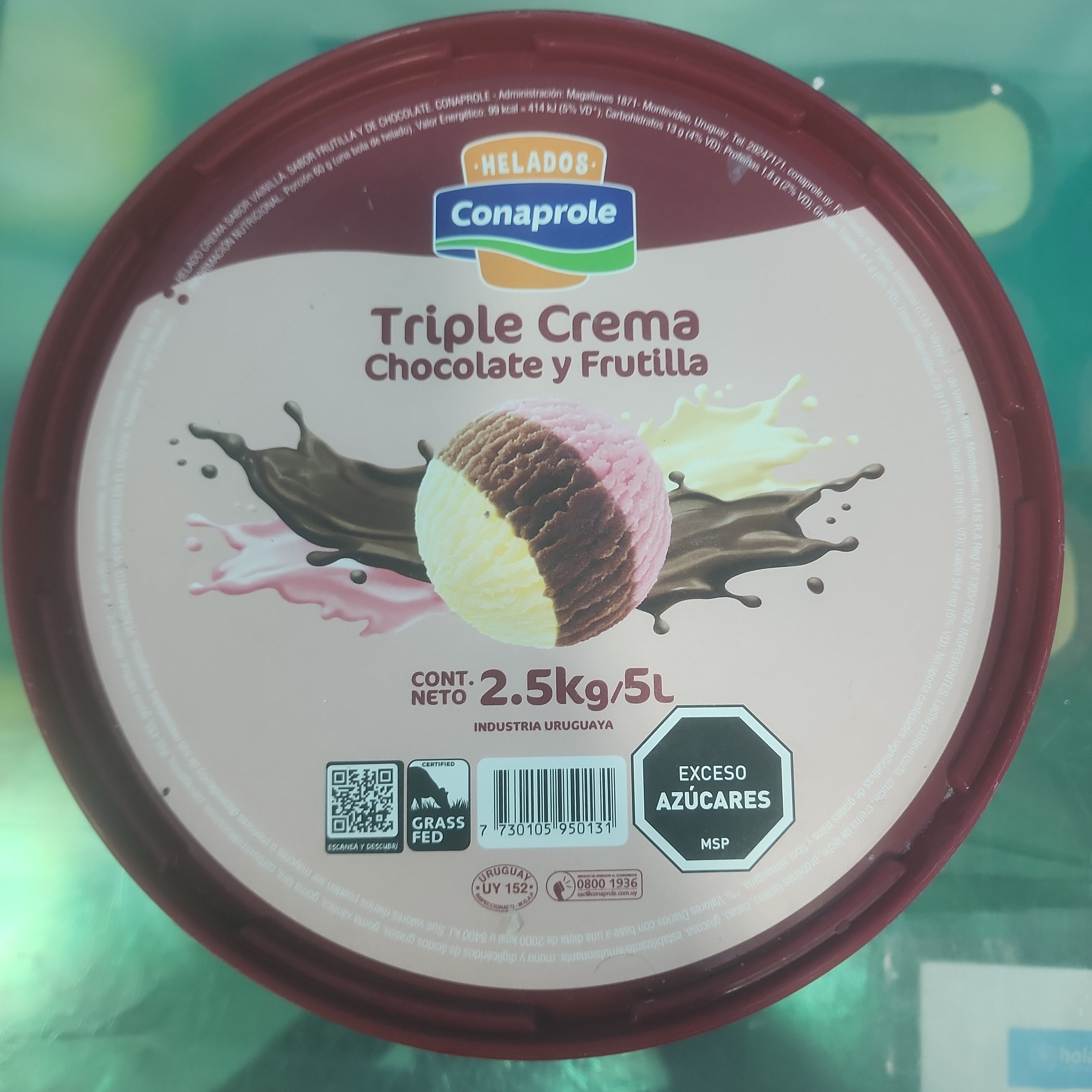 CONAPROLE ICE CREAM 5L TRIPLE STRAWBERRY CREAM AND CHOCOLATE HOLA CONGELADOS