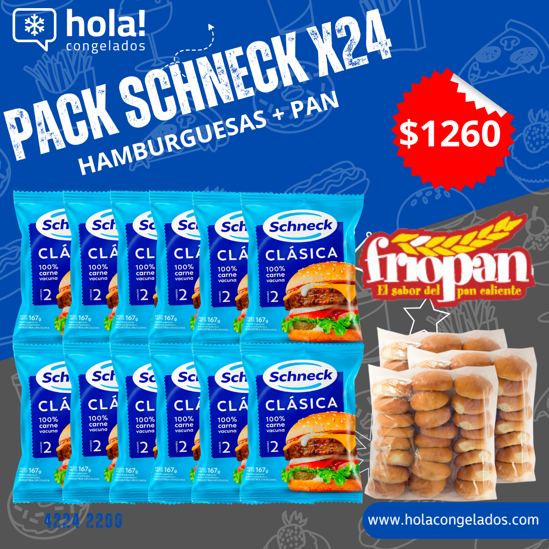 PACK 24 HAMBURGUESAS SCHNECK CON TORTUGAS