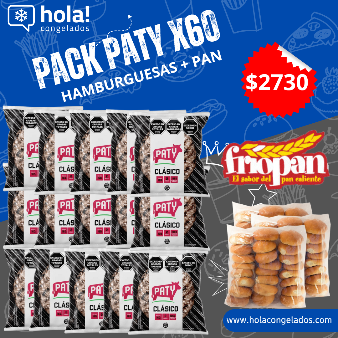 60 HAMBURGUESAS PATY + 60 TORTUGAS